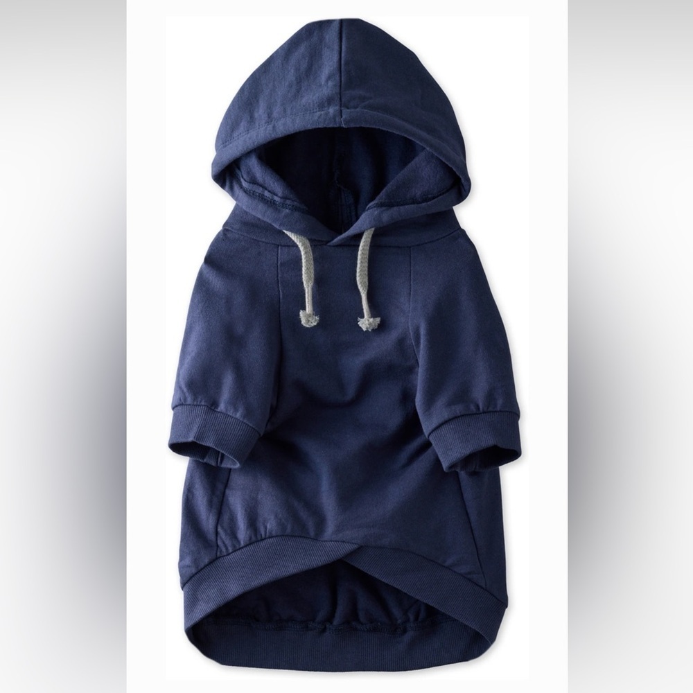 PetPassion Rocky Comfy Dog Hoodie Navy Blue XXS Organic Cotton 9" Neck 12" Chest
